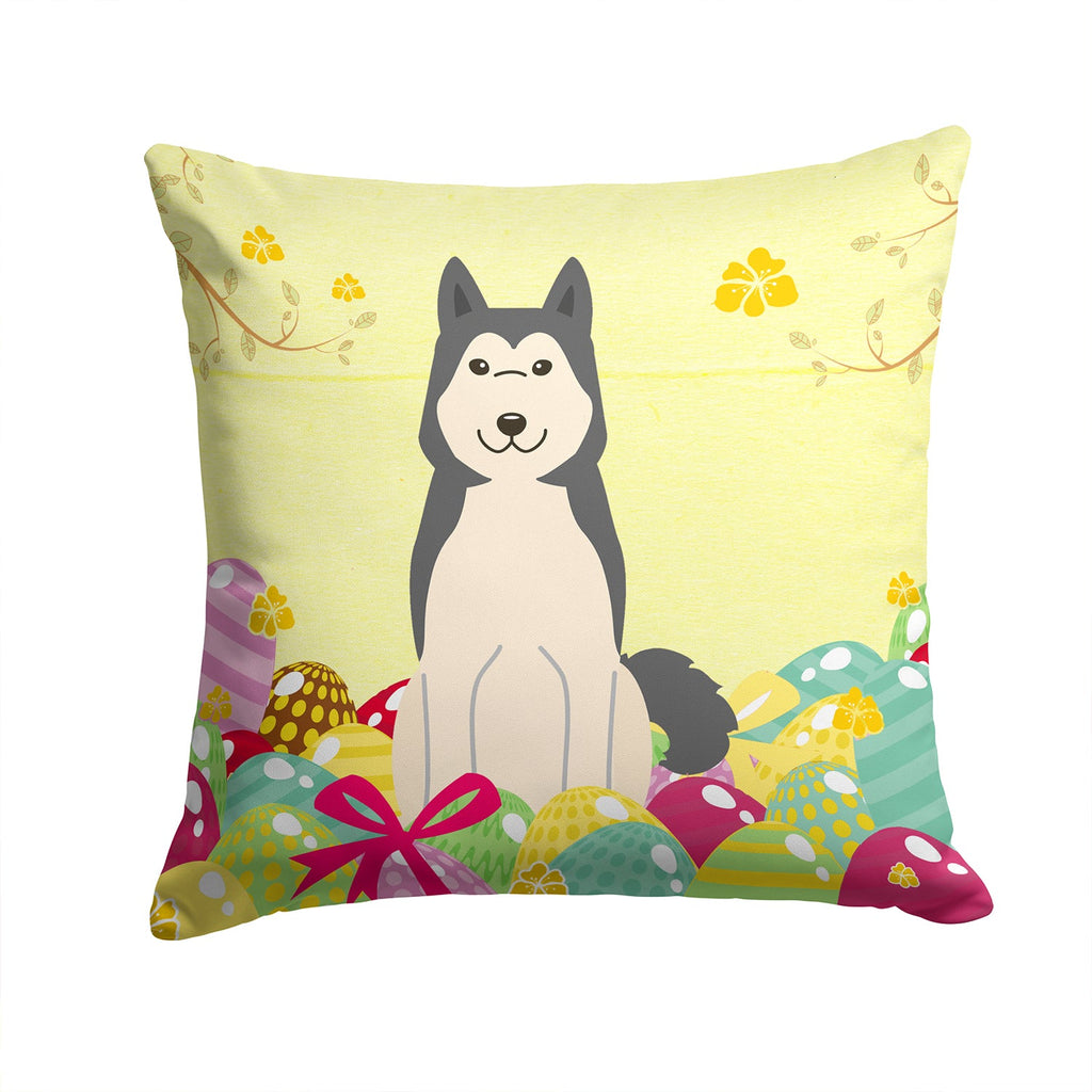 Easter Eggs West Siberian Laika Spitz Decorative Throw Pillow 14x14 Indoor Outdoor Accent Cushion, Fabric Cover with Insert for Sofa, Bed, Porch & Living Room