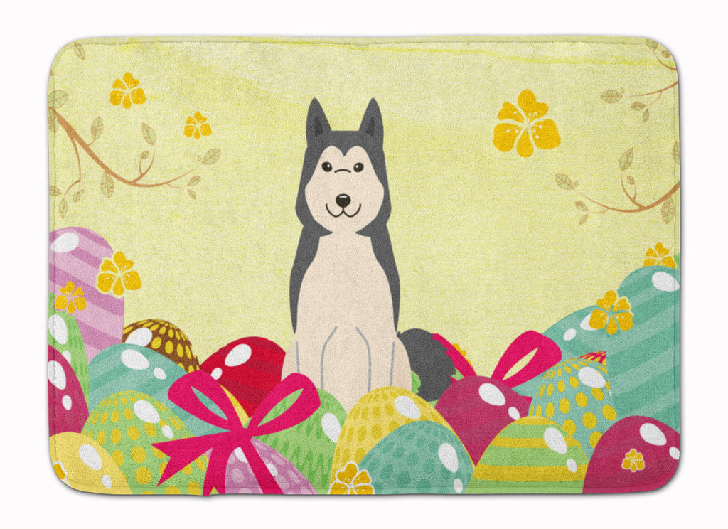 Easter Eggs West Siberian Laika Spitz Memory Foam Kitchen Mat Machine Washable Anti-Fatigue Cushion Comfort Bath or Kitchen Rug