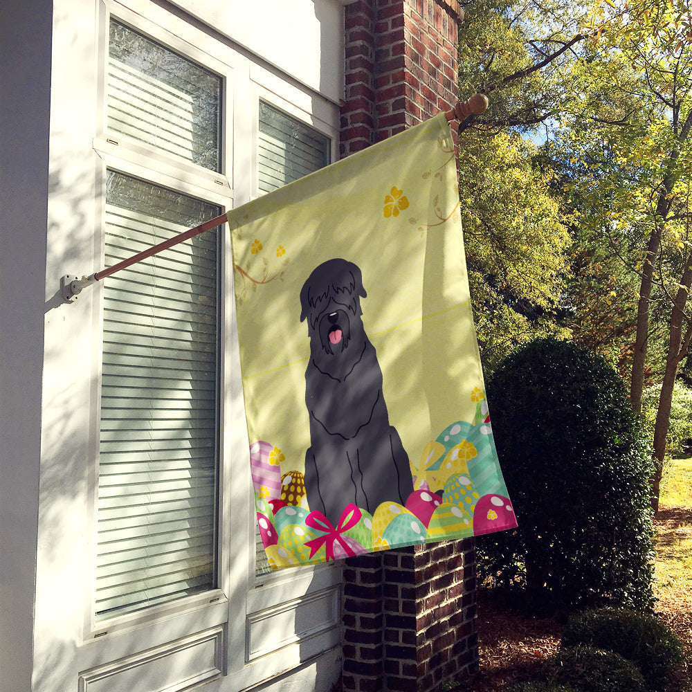 Easter Eggs Black Russian Terrier House Flag 28x40 Porch Sleeve Pole Decorative Outside Yard Banner Artwork Wall Hanging, Polyester
