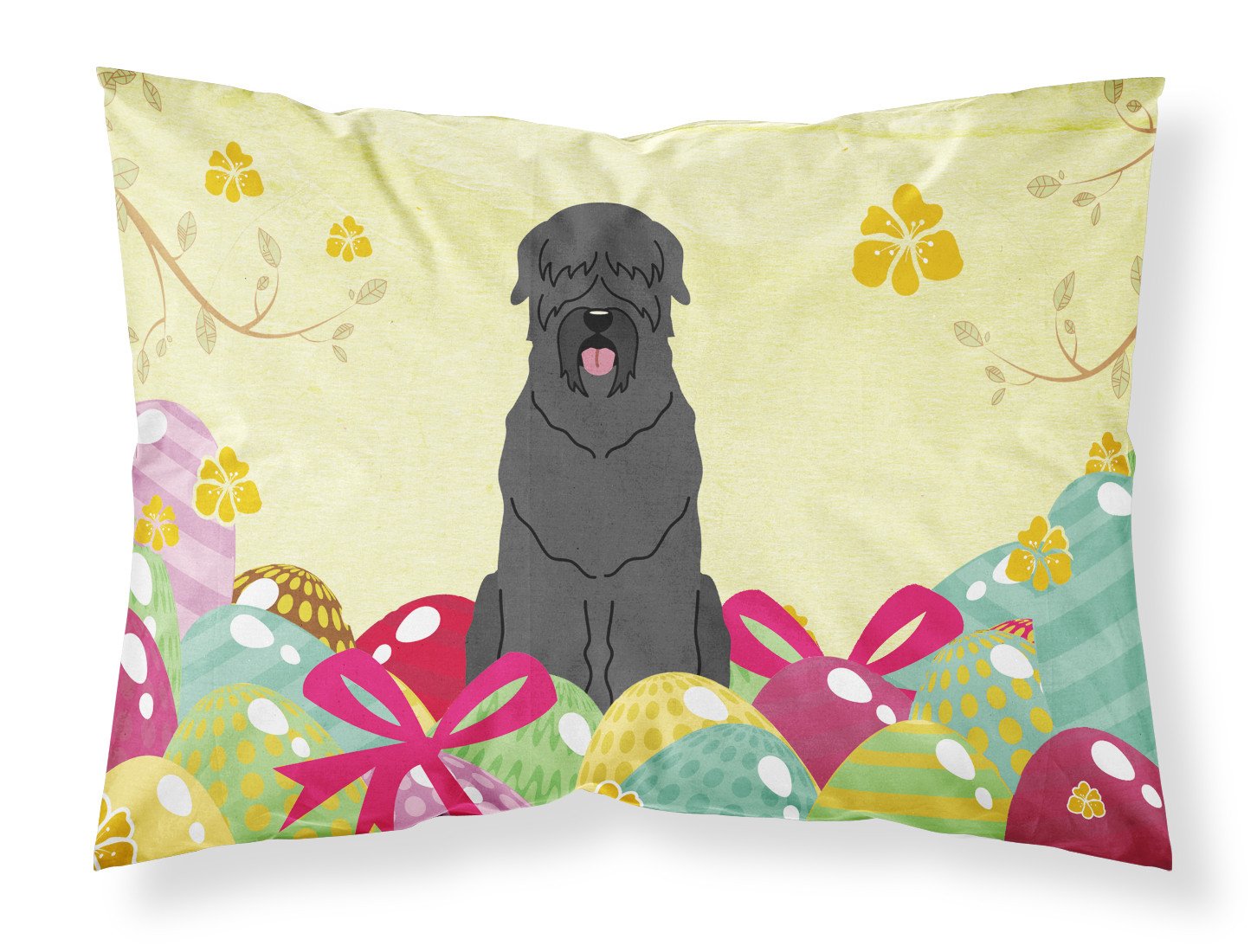 Easter Eggs Black Russian Terrier Standard Pillowcase Lightweight Super Soft Easy Care Decorative Artwork Pillowcase, Standard
