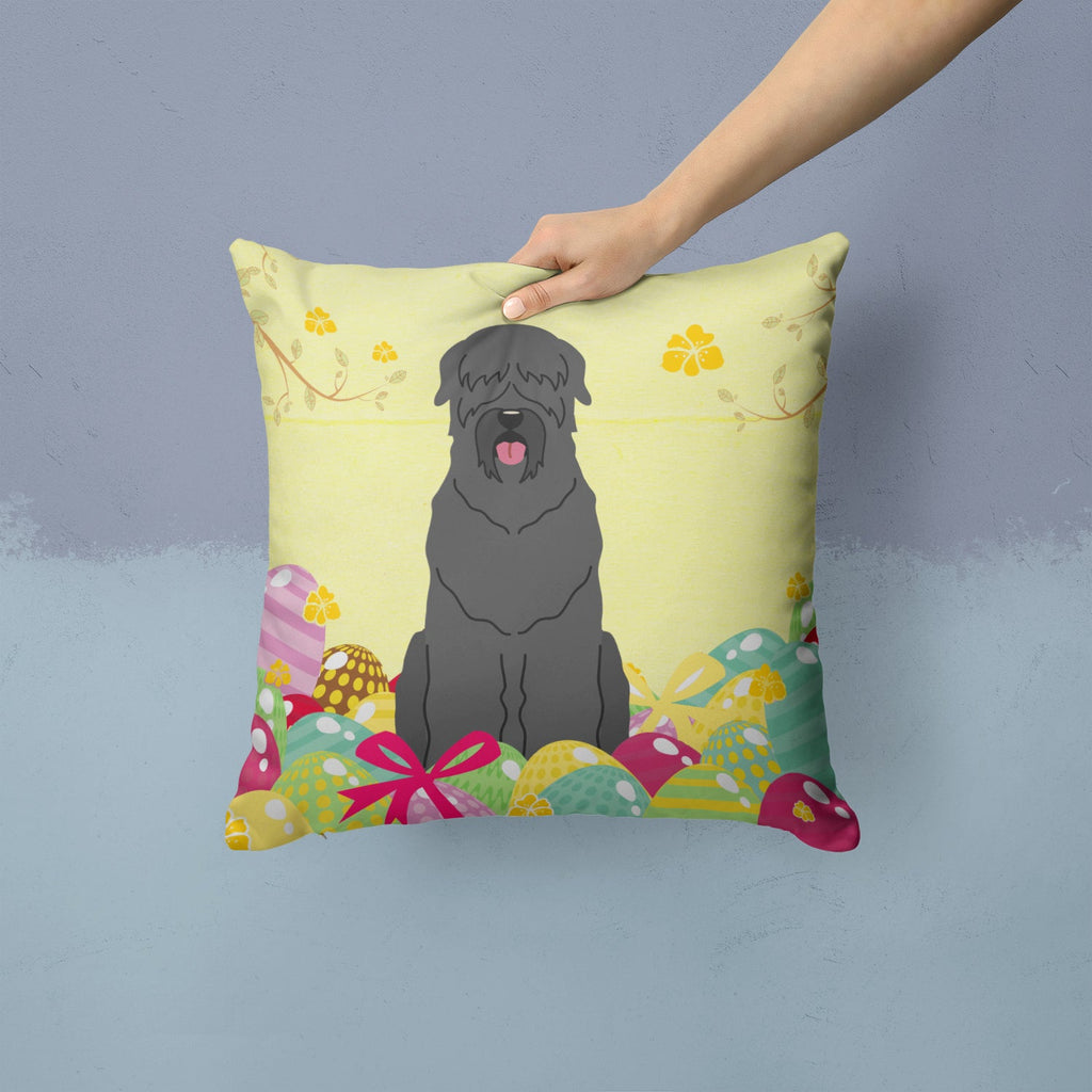 Easter Eggs Black Russian Terrier Decorative Throw Pillow 14x14 Indoor Outdoor Accent Cushion, Fabric Cover with Insert for Sofa, Bed, Porch & Living Room