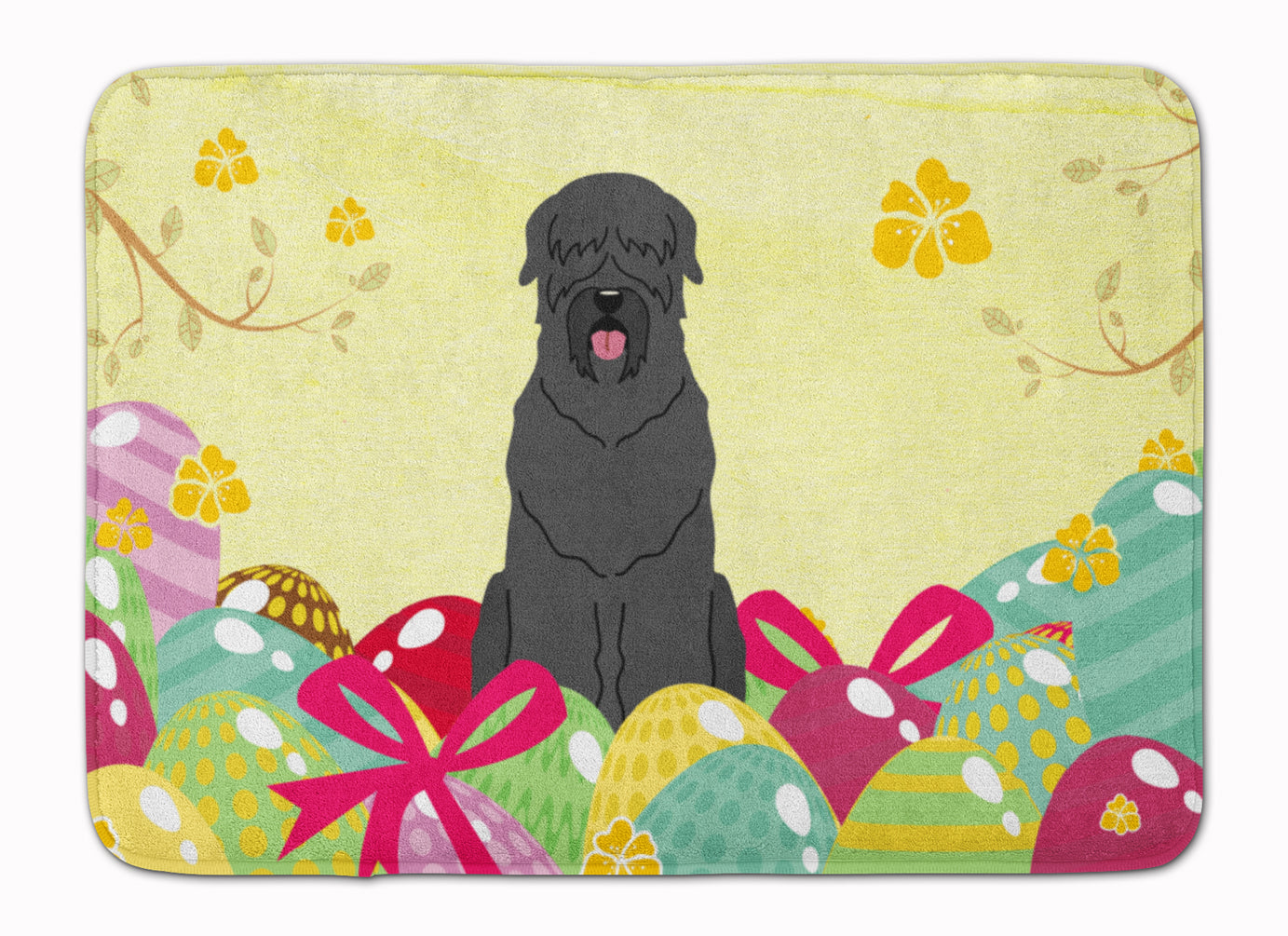 Easter Eggs Black Russian Terrier Memory Foam Kitchen Mat Machine Washable Anti-Fatigue Cushion Comfort Bath or Kitchen Rug