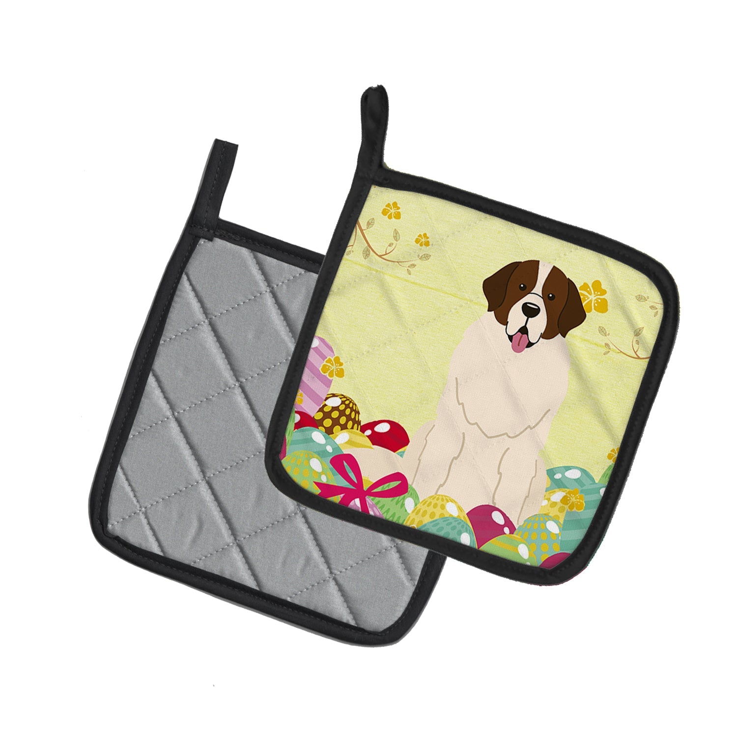 Easter Eggs Moscow Watchdog Pot Holder Set of 2 Heat Resistant Quilted Hot Pads 7.5 x 7.5 Inch, Insulated Kitchen Trivets for Cooking & Baking
