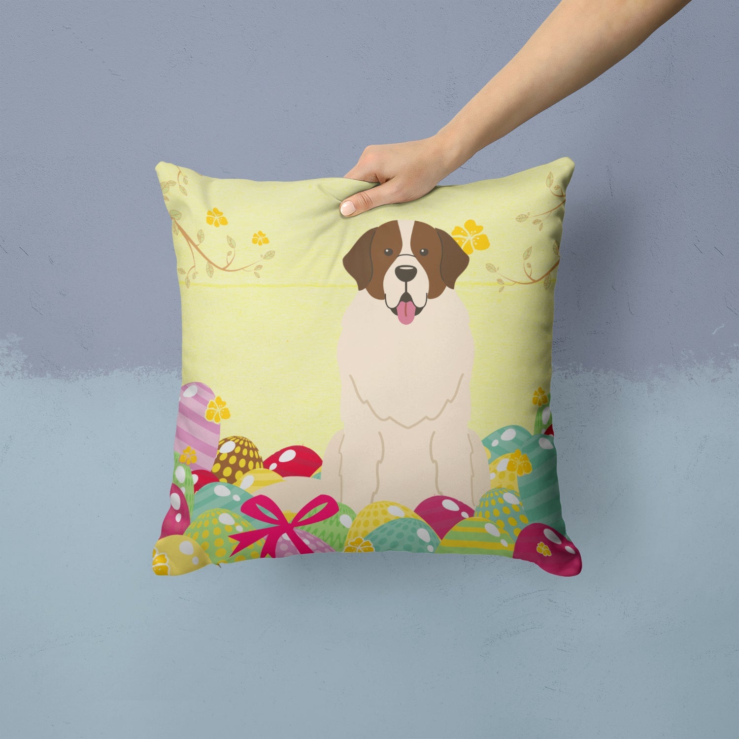 Easter Eggs Moscow Watchdog Decorative Throw Pillow 14x14 Indoor Outdoor Accent Cushion, Fabric Cover with Insert for Sofa, Bed, Porch & Living Room