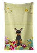 Easter Eggs Manchester Terrier Kitchen Towel Velour Plush Front and Cotton Loop Back Machine Washable
