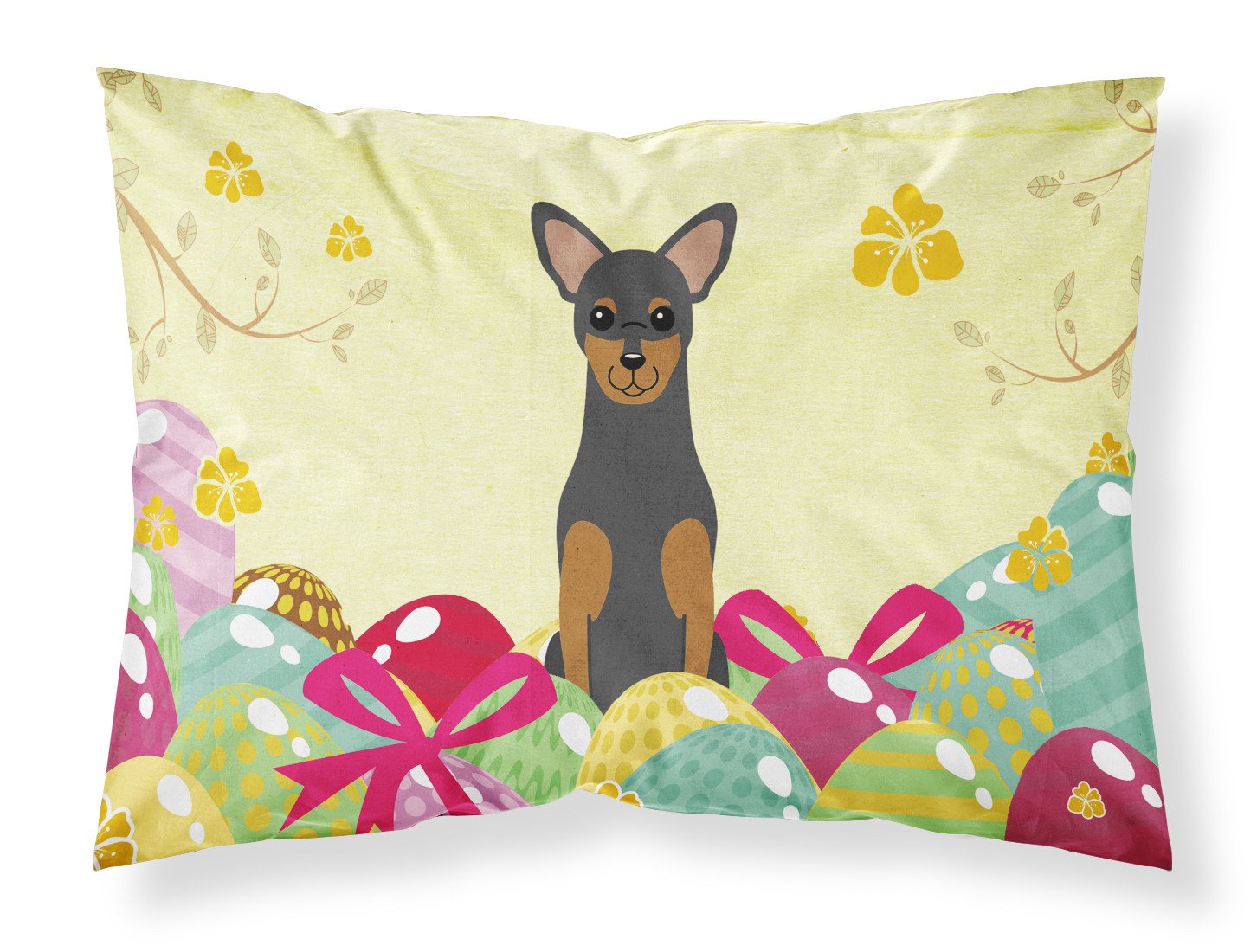 Easter Eggs Manchester Terrier Standard Pillowcase Lightweight Super Soft Easy Care Decorative Artwork Pillowcase, Standard