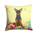 Easter Eggs Manchester Terrier Decorative Throw Pillow 14x14 Indoor Outdoor Accent Cushion, Fabric Cover with Insert for Sofa, Bed, Porch & Living Room