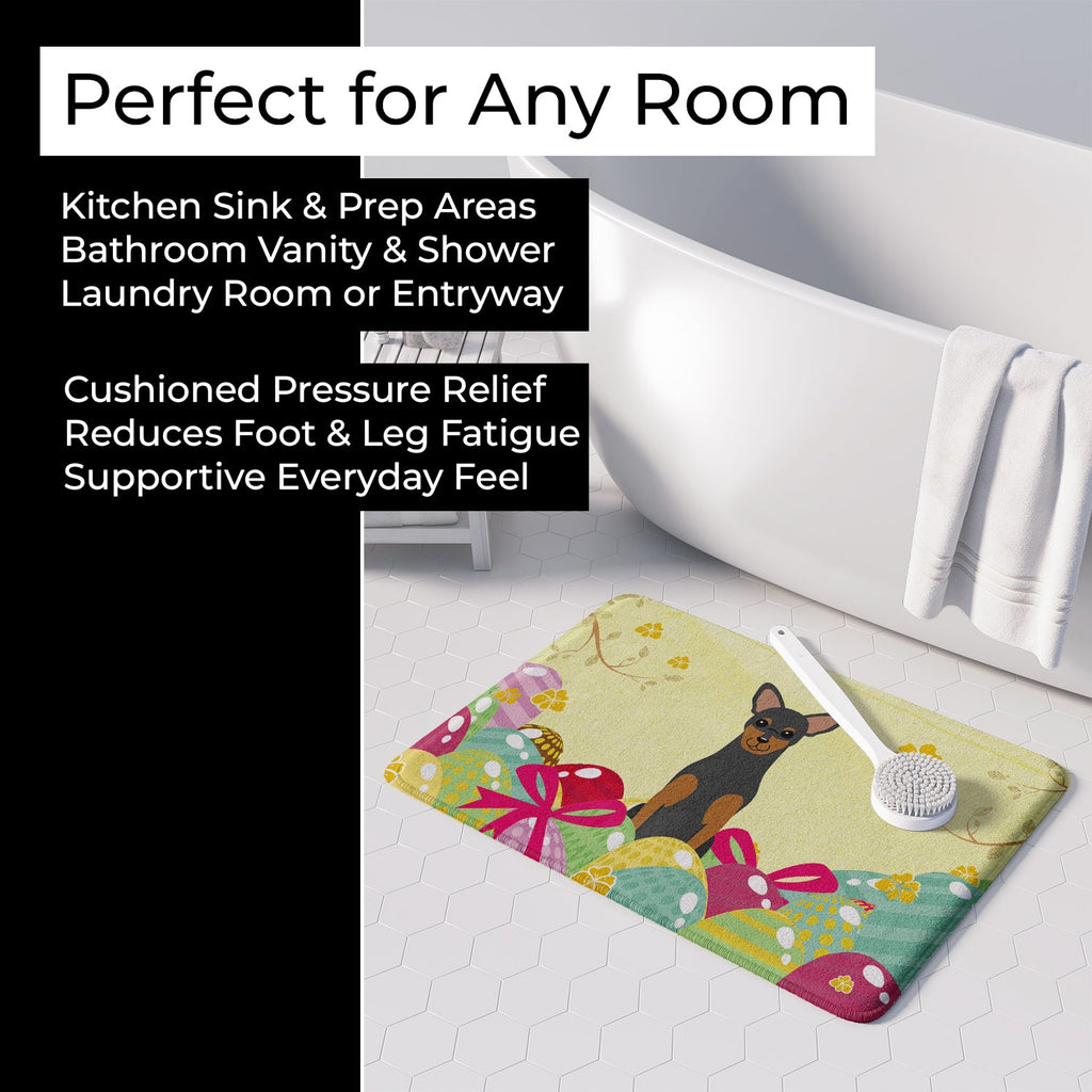 Easter Eggs Manchester Terrier Memory Foam Kitchen Mat Machine Washable Anti-Fatigue Cushion Comfort Bath or Kitchen Rug