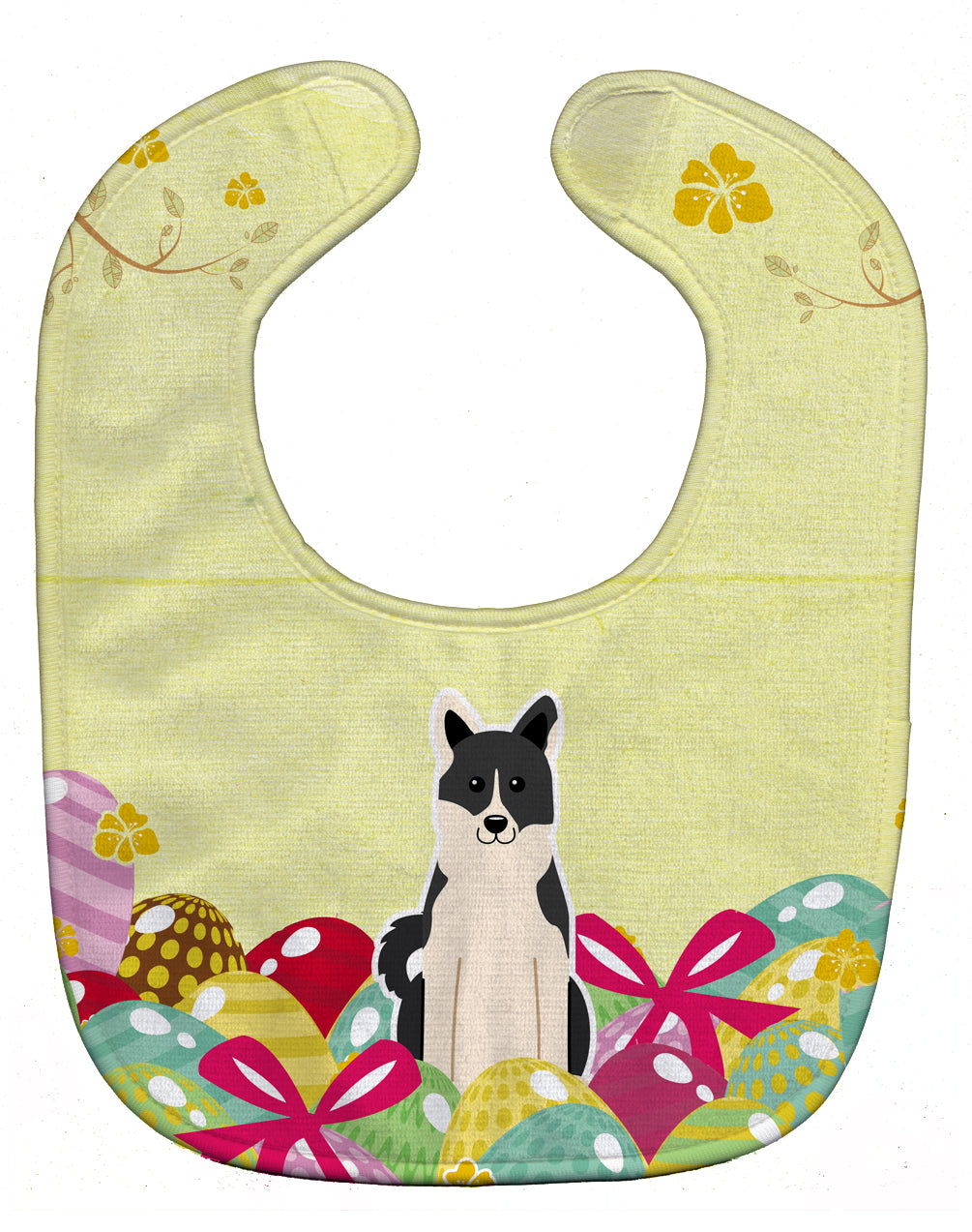 Easter Eggs Russo-European Laika Spitz Baby Bib Easy-Clean Baby Bib Baby Feeding Accessory Baby Mealtime Essential, 10 x 13, Multicolor
