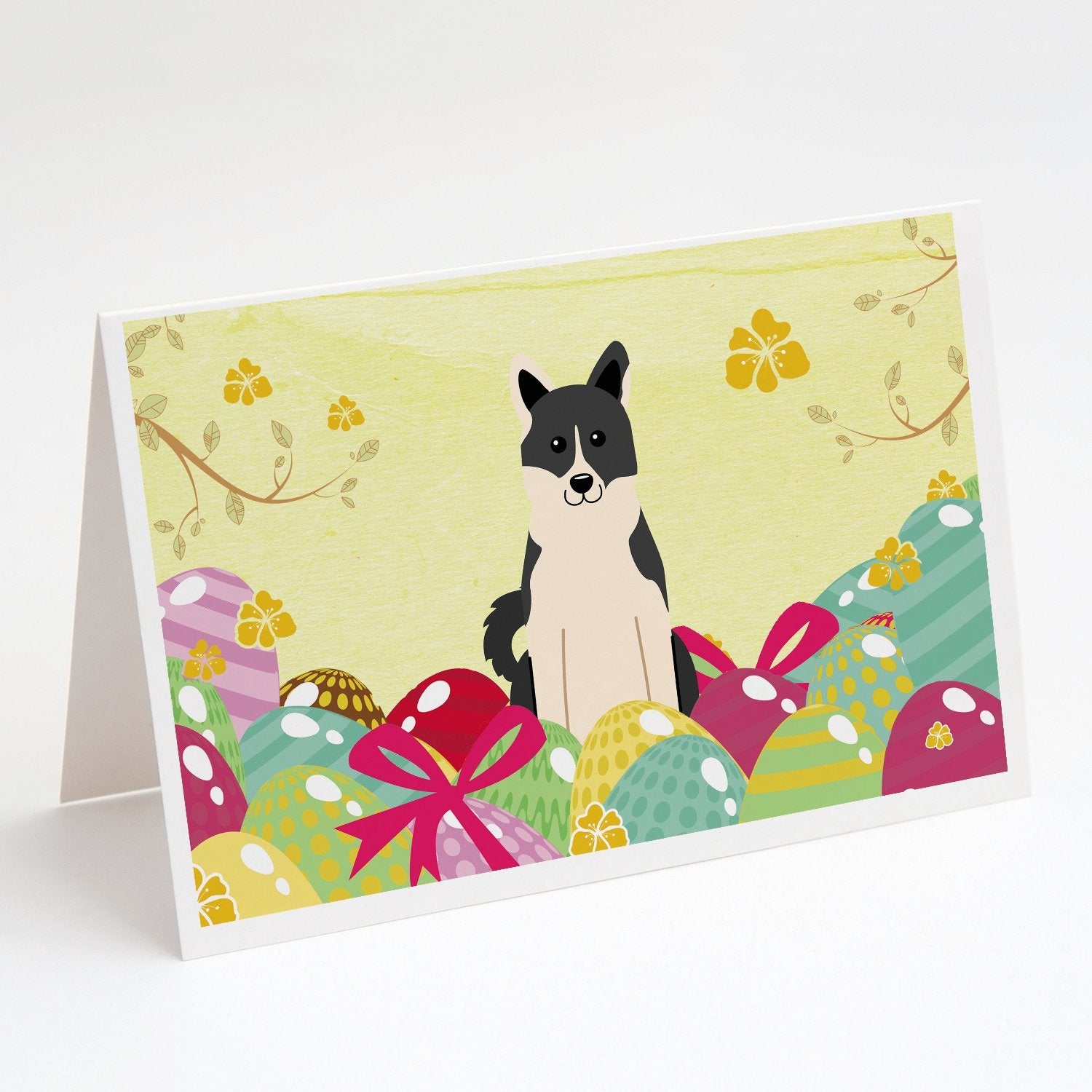Easter Eggs Russo-European Laika Spitz Greeting Cards Pack of 8 Blank Cards with Envelopes Whimsical A7 Size 5x7
