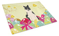 Easter Eggs Russo-European Laika Spitz Cutting Board Tempered Glass Kitchen Cutting Surface, Heat Resistant Chopping, Non-Slip Feet, Food Prep & Serving