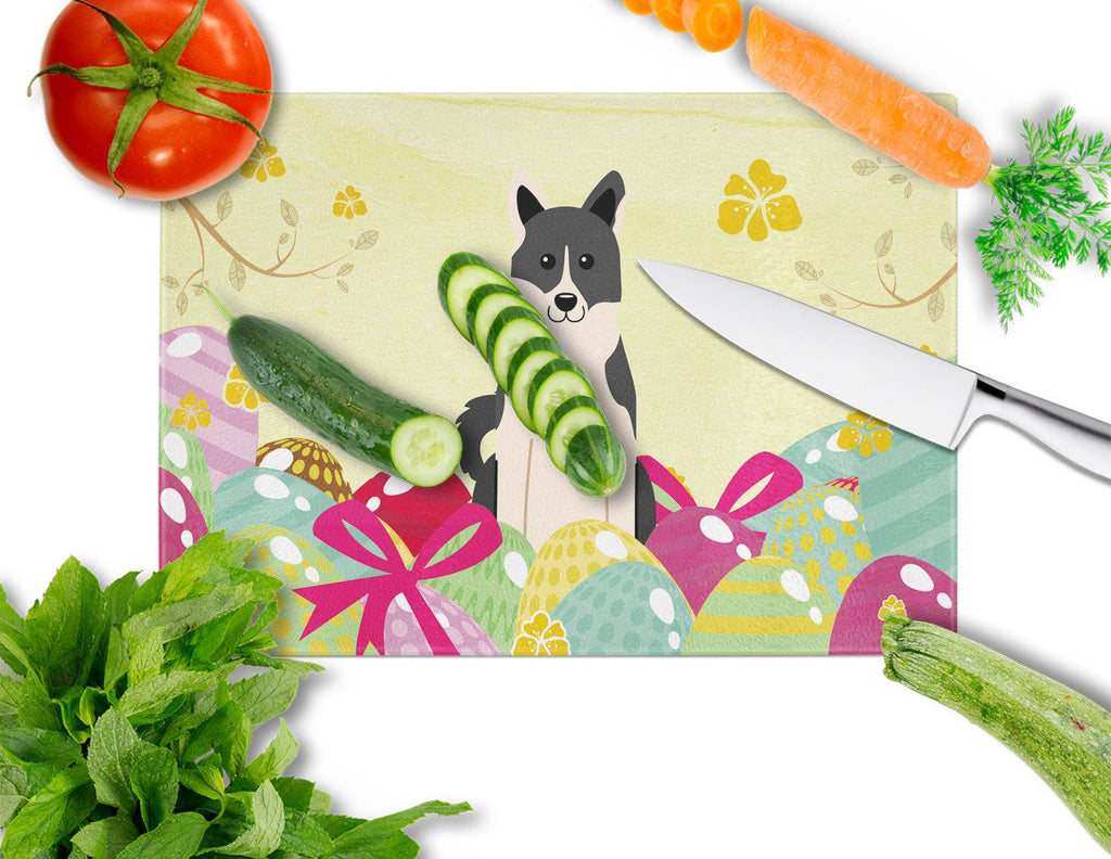 Easter Eggs Russo-European Laika Spitz Cutting Board Tempered Glass Kitchen Cutting Surface, Heat Resistant Chopping, Non-Slip Feet, Food Prep & Serving