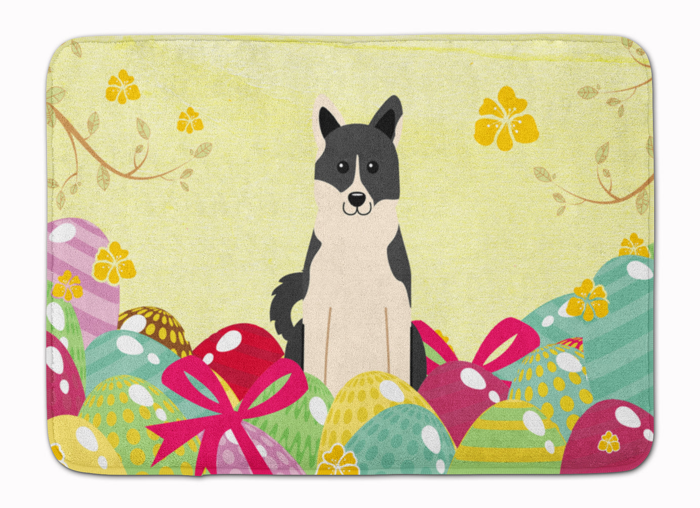 Easter Eggs Russo-European Laika Spitz Memory Foam Kitchen Mat Machine Washable Anti-Fatigue Cushion Comfort Bath or Kitchen Rug