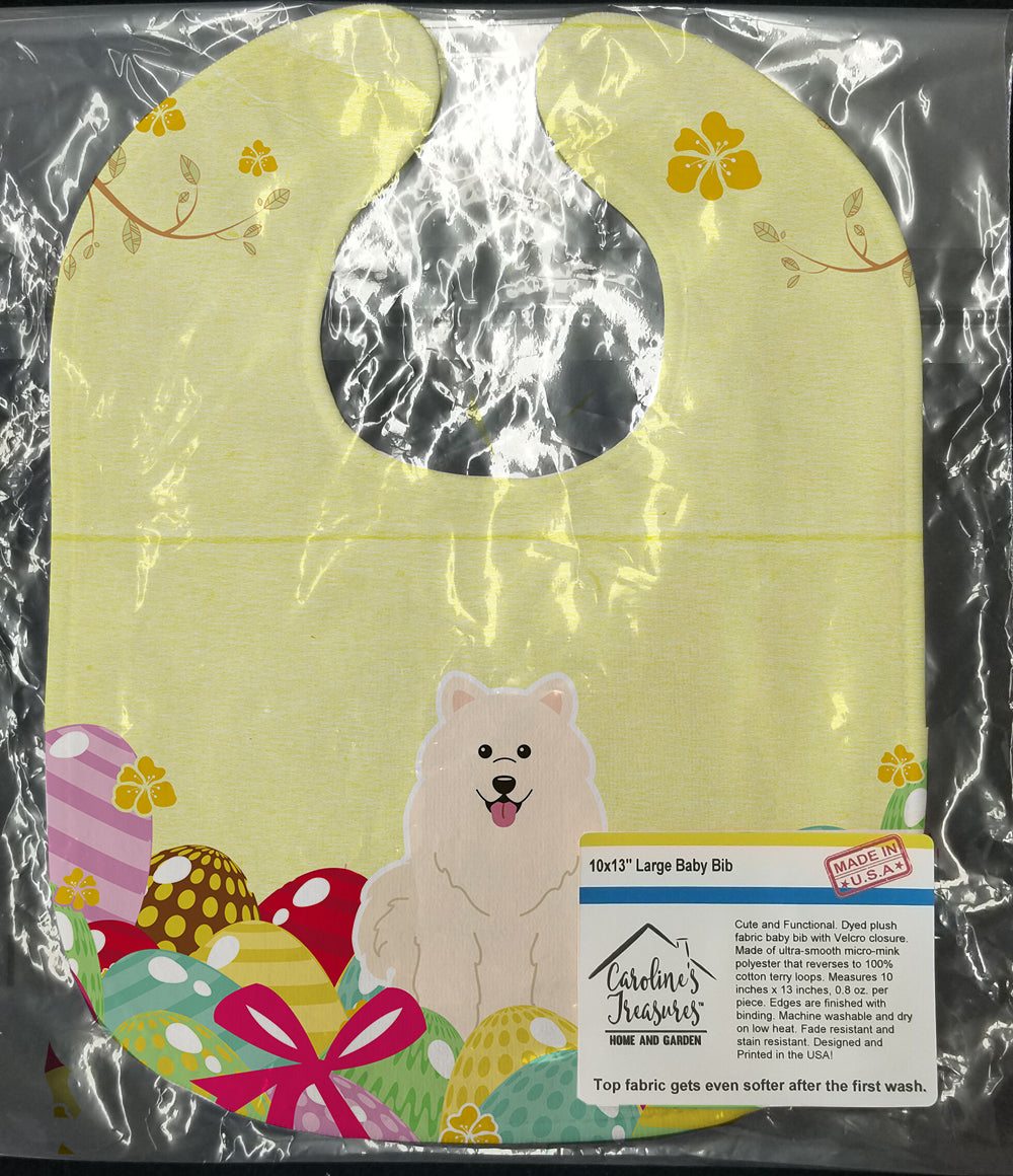 Easter Eggs Samoyed Baby Bib Easy-Clean Baby Bib Baby Feeding Accessory Baby Mealtime Essential, 10 x 13, Multicolor