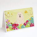 Easter Eggs Samoyed Greeting Cards Pack of 8 Blank Cards with Envelopes Whimsical A7 Size 5x7