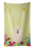 Easter Eggs Samoyed Kitchen Towel Velour Plush Front and Cotton Loop Back Machine Washable