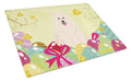Easter Eggs Samoyed Cutting Board Tempered Glass Kitchen Cutting Surface, Heat Resistant Chopping, Non-Slip Feet, Food Prep & Serving