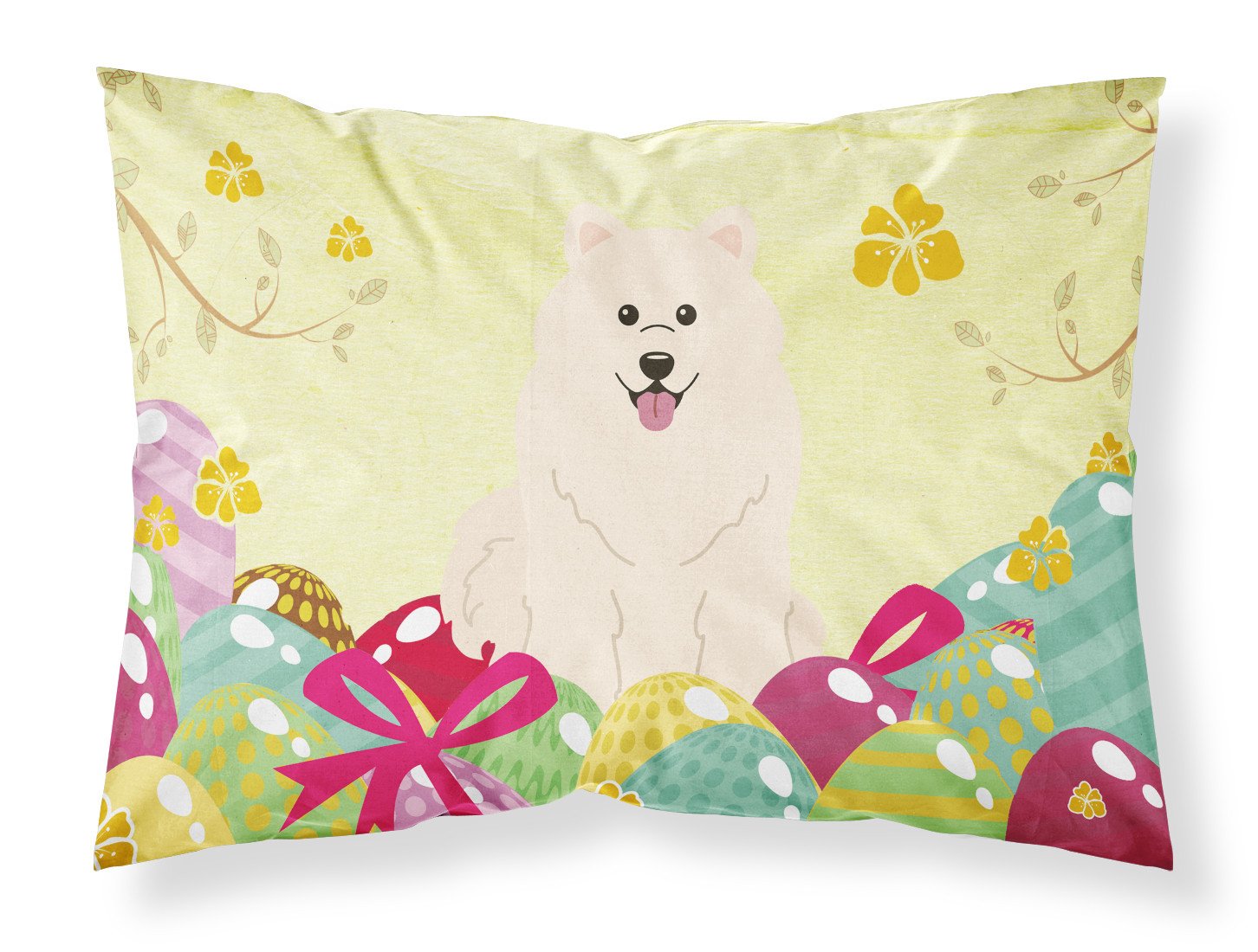 Easter Eggs Samoyed Standard Pillowcase Lightweight Super Soft Easy Care Decorative Artwork Pillowcase, Standard