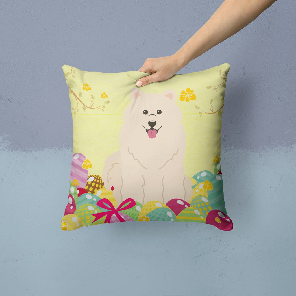 Easter Eggs Samoyed Decorative Throw Pillow 14x14 Indoor Outdoor Accent Cushion, Fabric Cover with Insert for Sofa, Bed, Porch & Living Room