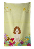 Easter Eggs Russian Spaniel Kitchen Towel Velour Plush Front and Cotton Loop Back Machine Washable