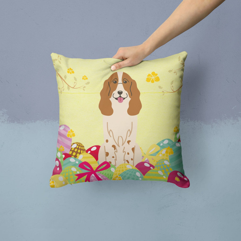 Easter Eggs Russian Spaniel Decorative Throw Pillow 14x14 Indoor Outdoor Accent Cushion, Fabric Cover with Insert for Sofa, Bed, Porch & Living Room