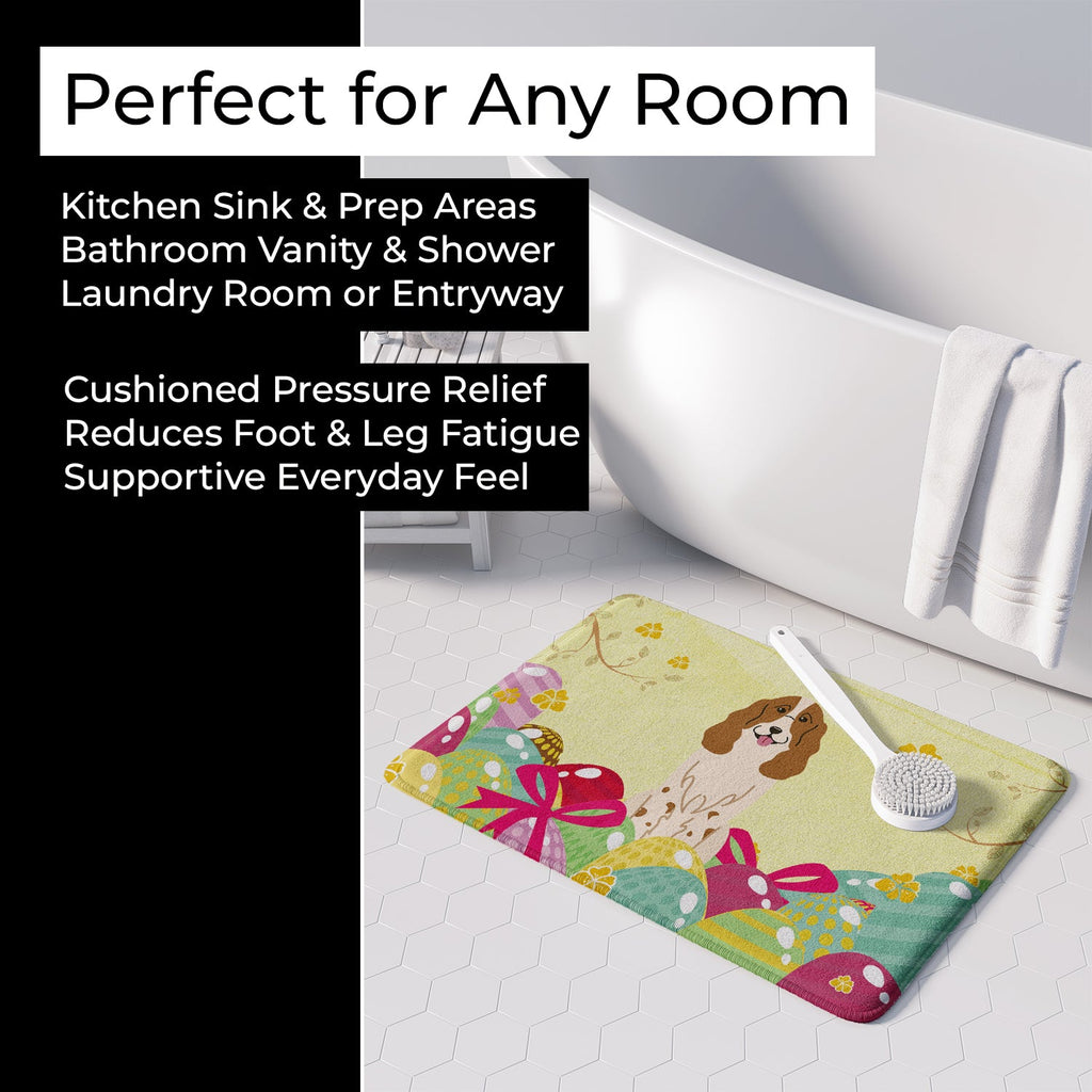 Easter Eggs Russian Spaniel Memory Foam Kitchen Mat Machine Washable Anti-Fatigue Cushion Comfort Bath or Kitchen Rug