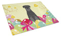 Easter Eggs Standard Schnauzer Black Cutting Board Tempered Glass Kitchen Cutting Surface, Heat Resistant Chopping, Non-Slip Feet, Food Prep & Serving