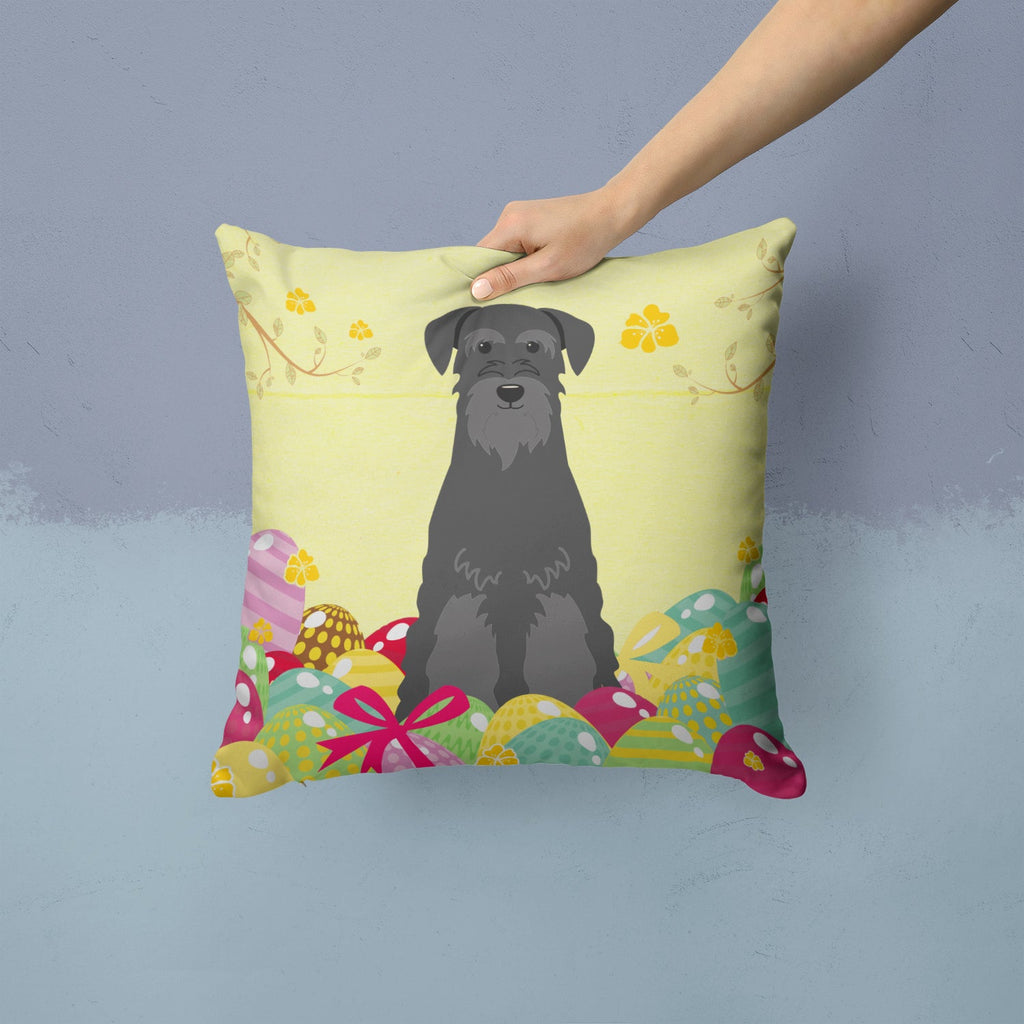 Easter Eggs Standard Schnauzer Black Decorative Throw Pillow 14x14 Indoor Outdoor Accent Cushion, Fabric Cover with Insert for Sofa, Bed, Porch & Living Room