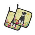 Easter Eggs Standard Schnauzer Salt and Pepper Pot Holder Set of 2 Heat Resistant Quilted Hot Pads 7.5 x 7.5 Inch, Insulated Kitchen Trivets for Cooking & Baking