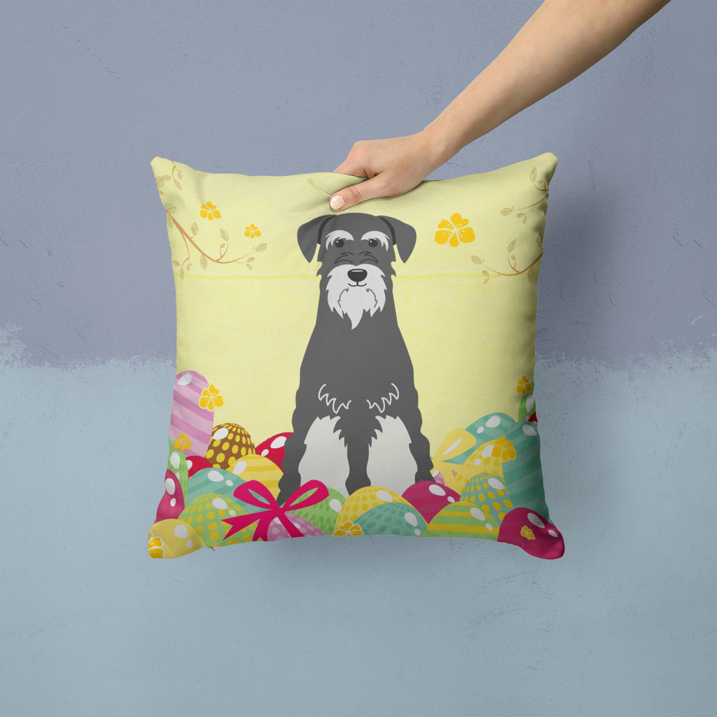 Easter Eggs Standard Schnauzer Salt and Pepper Decorative Throw Pillow 14x14 Indoor Outdoor Accent Cushion, Fabric Cover with Insert for Sofa, Bed, Porch & Living Room