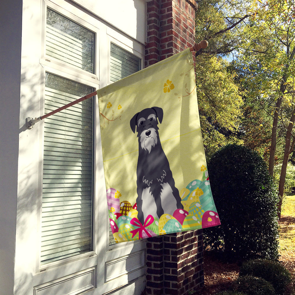 Easter Eggs Standard Schnauzer Black Grey House Flag 28x40 Porch Sleeve Pole Decorative Outside Yard Banner Artwork Wall Hanging, Polyester