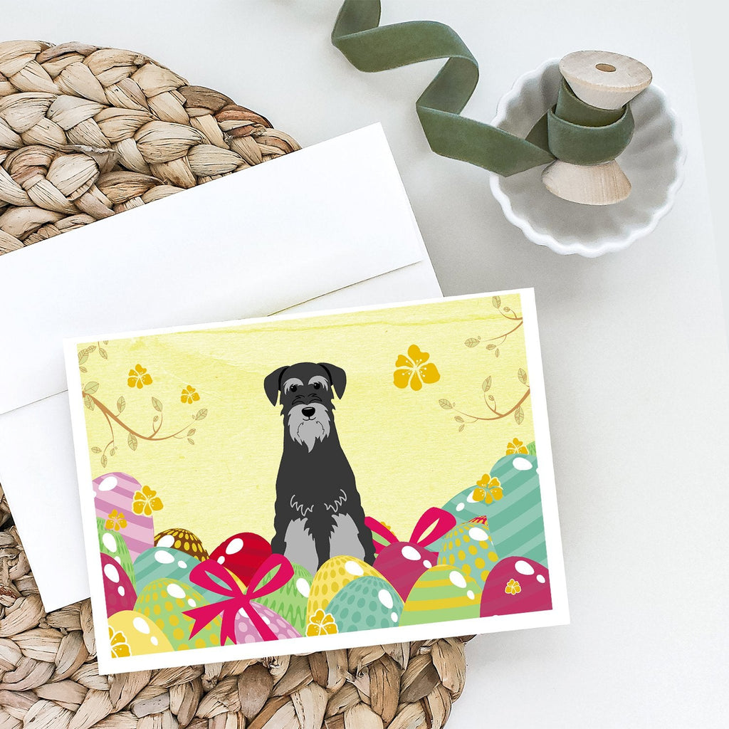 Easter Eggs Standard Schnauzer Black Grey Greeting Cards Pack of 8 Blank Cards with Envelopes Whimsical A7 Size 5x7
