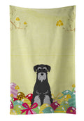 Easter Eggs Standard Schnauzer Black Grey Kitchen Towel Velour Plush Front and Cotton Loop Back Machine Washable