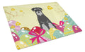 Easter Eggs Standard Schnauzer Black Grey Cutting Board Tempered Glass Kitchen Cutting Surface, Heat Resistant Chopping, Non-Slip Feet, Food Prep & Serving