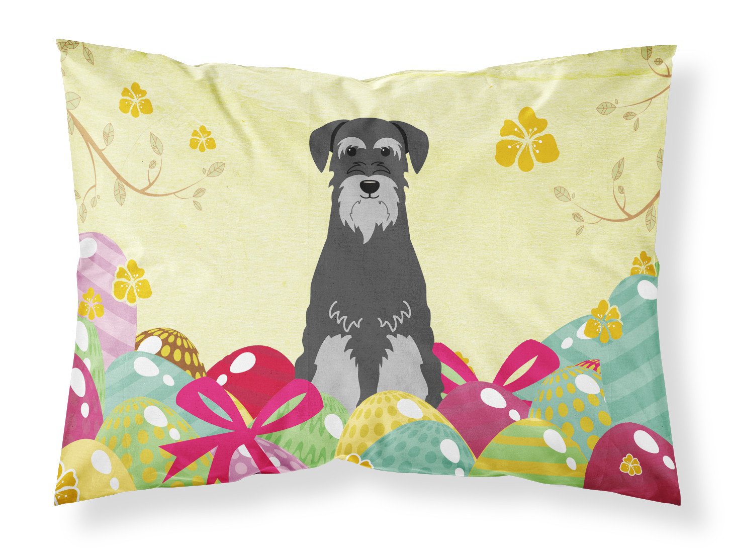 Easter Eggs Standard Schnauzer Black Grey Standard Pillowcase Lightweight Super Soft Easy Care Decorative Artwork Pillowcase, Standard