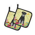 Easter Eggs Standard Schnauzer Black Grey Pot Holder Set of 2 Heat Resistant Quilted Hot Pads 7.5 x 7.5 Inch, Insulated Kitchen Trivets for Cooking & Baking