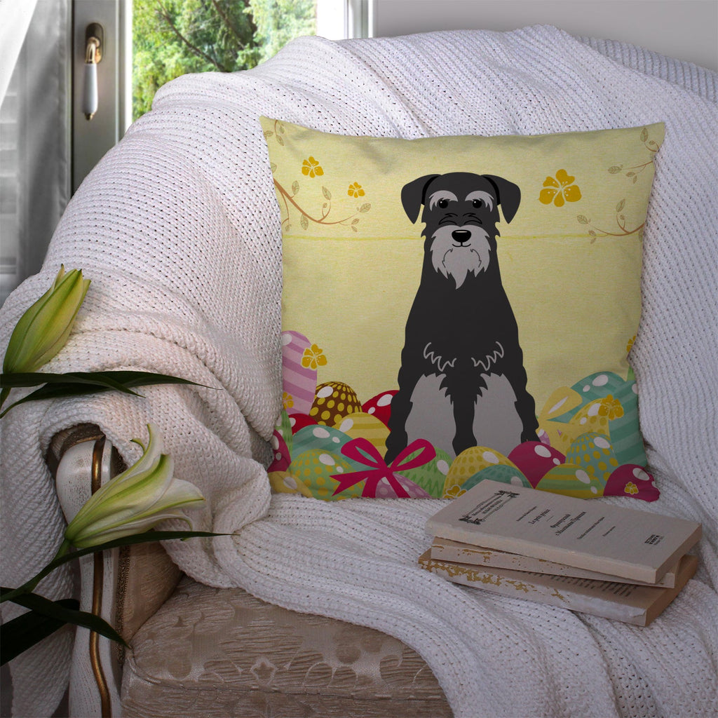 Easter Eggs Standard Schnauzer Black Grey Decorative Throw Pillow 14x14 Indoor Outdoor Accent Cushion, Fabric Cover with Insert for Sofa, Bed, Porch & Living Room