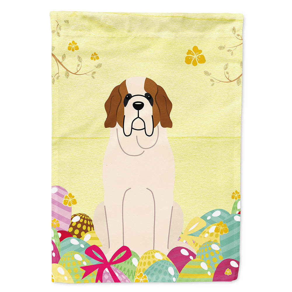 Easter Eggs Saint Bernard House Flag 28x40 Porch Sleeve Pole Decorative Outside Yard Banner Artwork Wall Hanging, Polyester