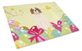 Easter Eggs Saint Bernard Cutting Board Tempered Glass Kitchen Cutting Surface, Heat Resistant Chopping, Non-Slip Feet, Food Prep & Serving