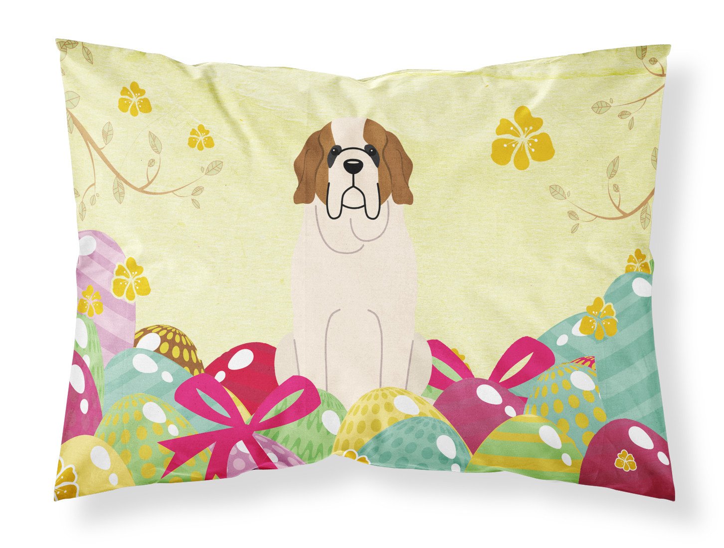 Easter Eggs Saint Bernard Standard Pillowcase Lightweight Super Soft Easy Care Decorative Artwork Pillowcase, Standard
