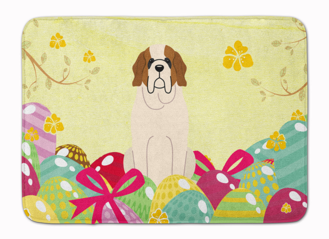 Easter Eggs Saint Bernard Memory Foam Kitchen Mat Machine Washable Anti-Fatigue Cushion Comfort Bath or Kitchen Rug