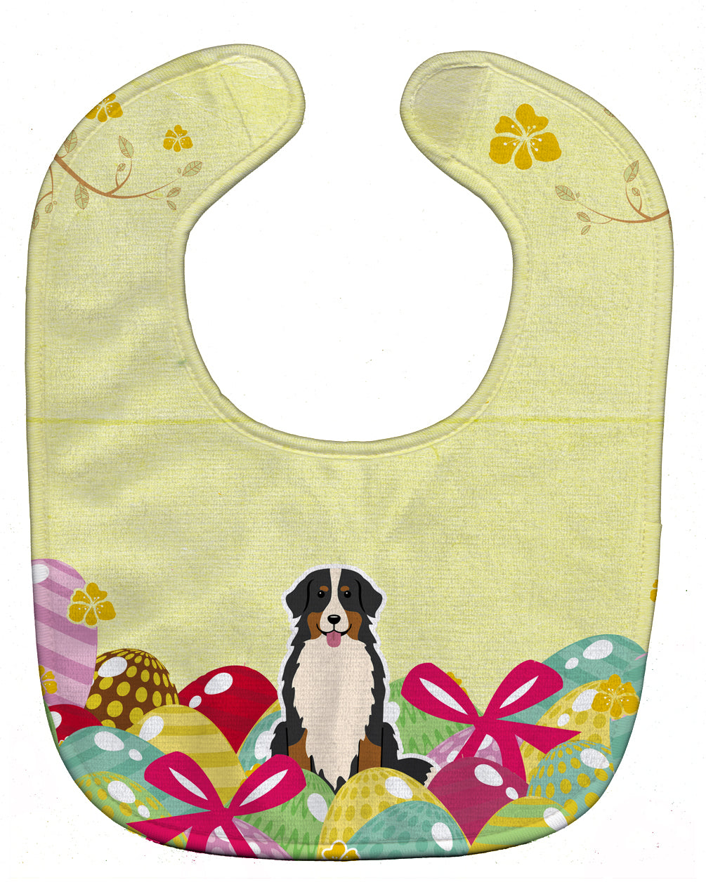 Easter Eggs Bernese Mountain Dog Baby Bib Easy-Clean Baby Bib Baby Feeding Accessory Baby Mealtime Essential, 10 x 13, Multicolor