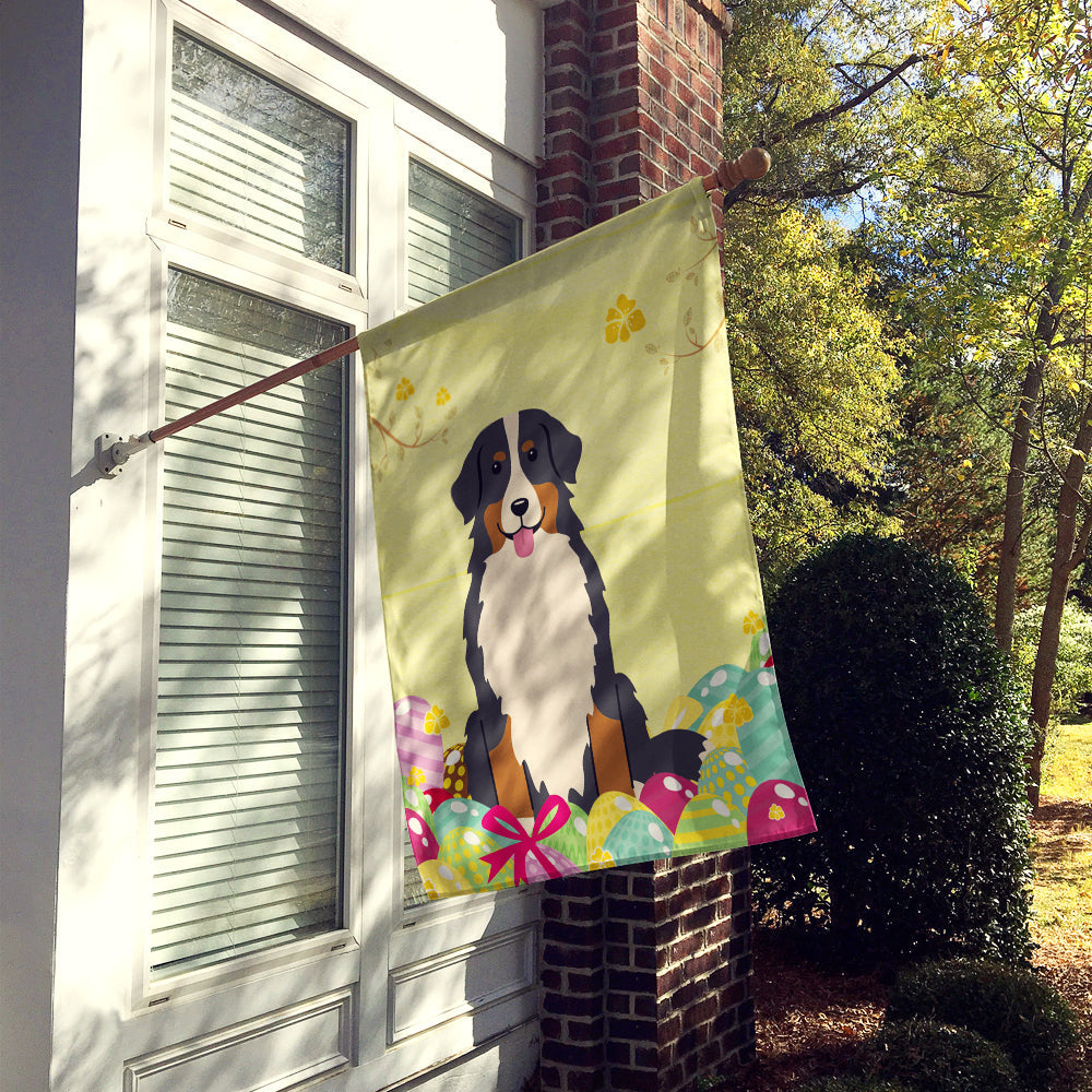 Easter Eggs Bernese Mountain Dog House Flag 28x40 Porch Sleeve Pole Decorative Outside Yard Banner Artwork Wall Hanging, Polyester