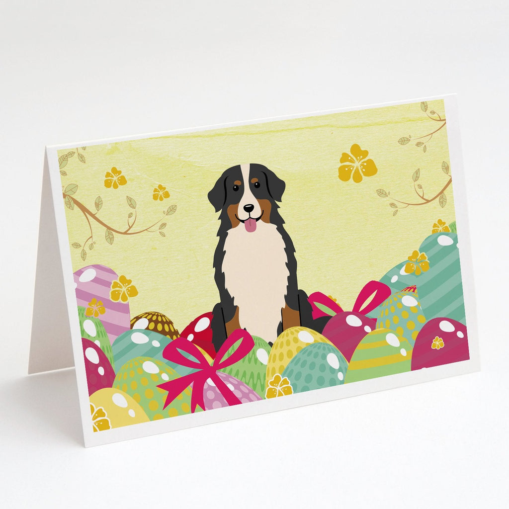 Easter Eggs Bernese Mountain Dog Greeting Cards Pack of 8 Blank Cards with Envelopes Whimsical A7 Size 5x7