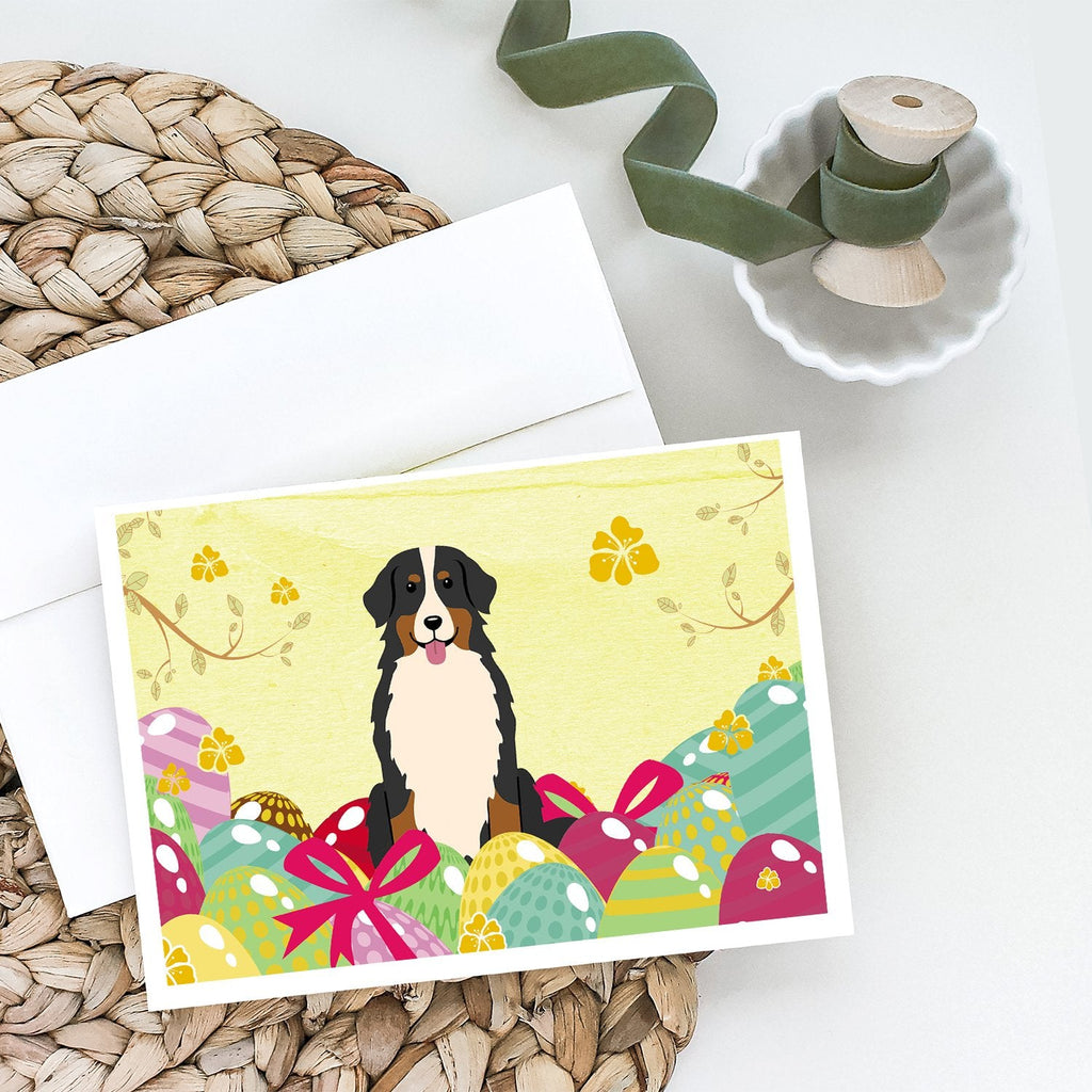 Easter Eggs Bernese Mountain Dog Greeting Cards Pack of 8 Blank Cards with Envelopes Whimsical A7 Size 5x7