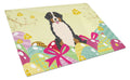 Easter Eggs Bernese Mountain Dog Cutting Board Tempered Glass Kitchen Cutting Surface, Heat Resistant Chopping, Non-Slip Feet, Food Prep & Serving