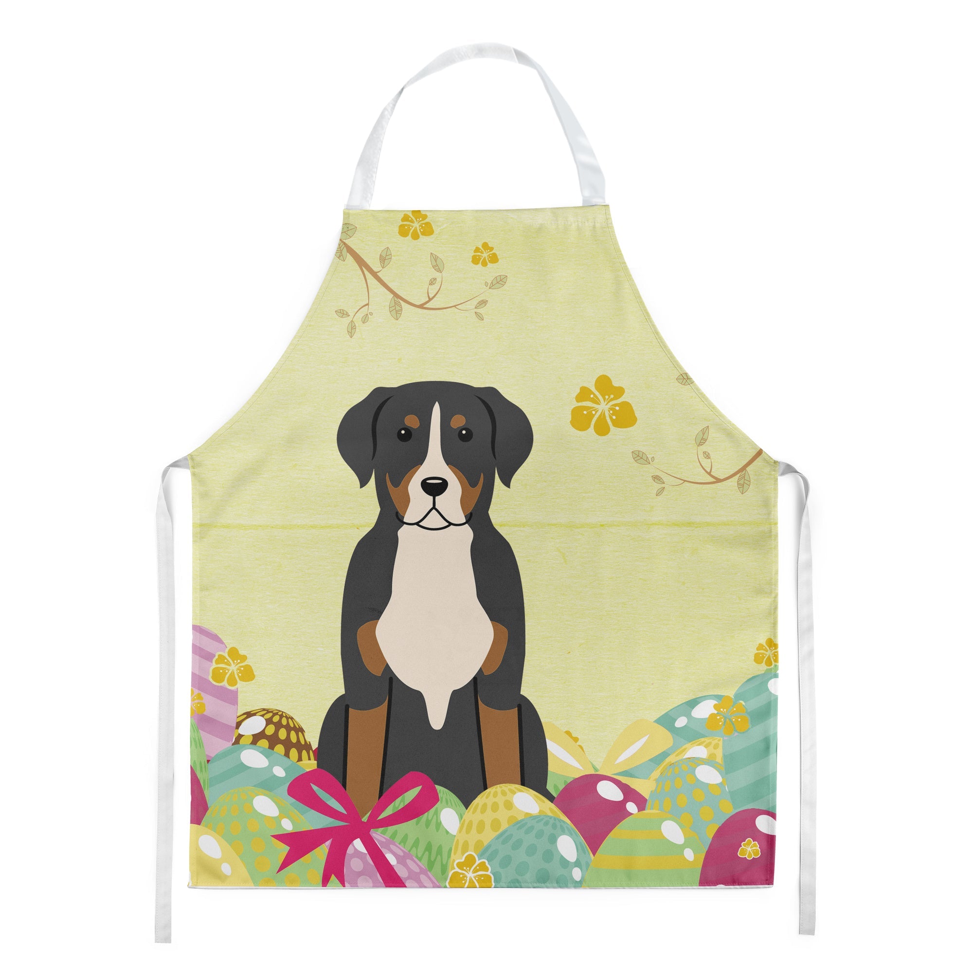 Easter Eggs Greater Swiss Mountain Dog Apron Cooking Kitchen Server Baking Crafts Gardening for Adult Women Men, Unisex, Large, Multicolor