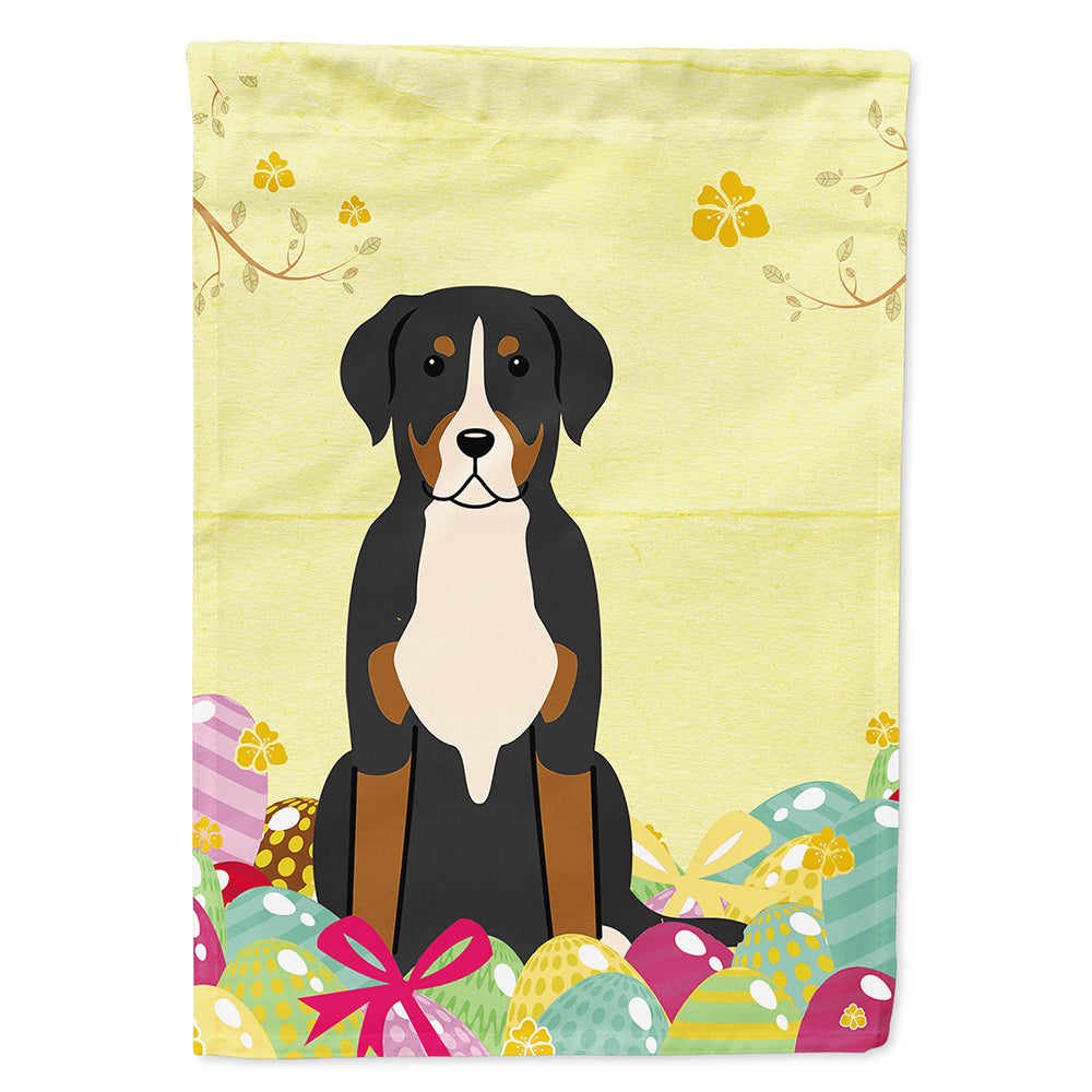 Easter Eggs Greater Swiss Mountain Dog House Flag 28x40 Porch Sleeve Pole Decorative Outside Yard Banner Artwork Wall Hanging, Polyester