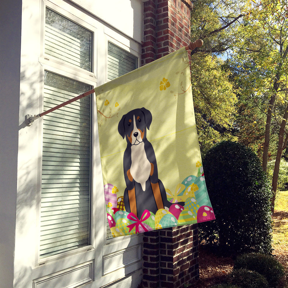 Easter Eggs Greater Swiss Mountain Dog House Flag 28x40 Porch Sleeve Pole Decorative Outside Yard Banner Artwork Wall Hanging, Polyester
