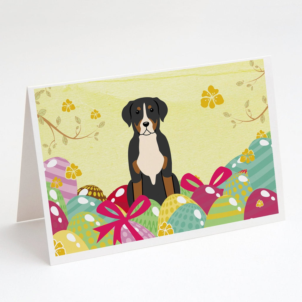 Easter Eggs Greater Swiss Mountain Dog Greeting Cards Pack of 8 Blank Cards with Envelopes Whimsical A7 Size 5x7